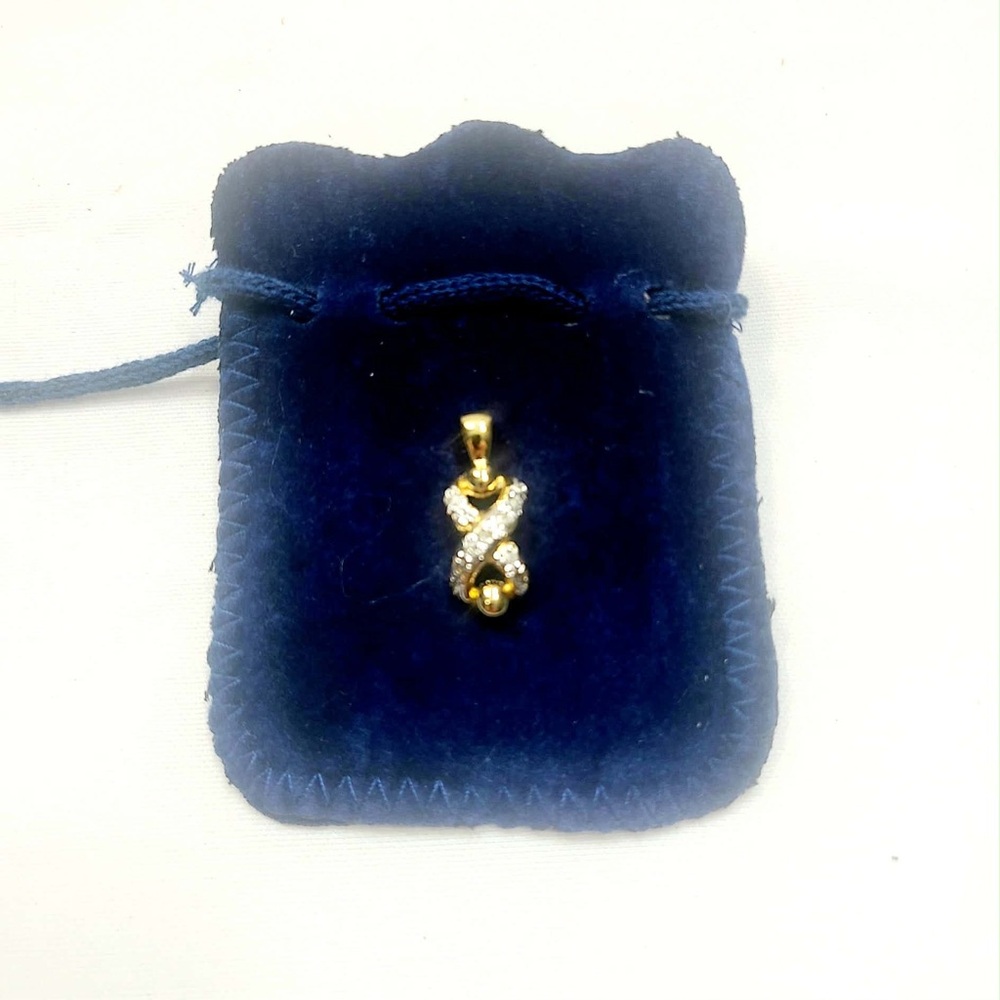 Valentino Garavani Gold Tone Crystal Crisscross Pendant
